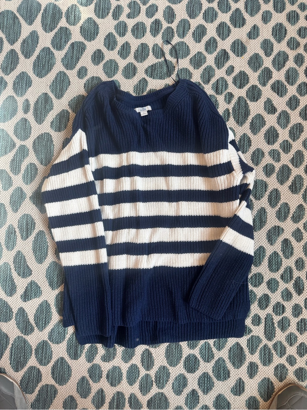 croft & barrow Navy and White Striped Crewneck Sweater